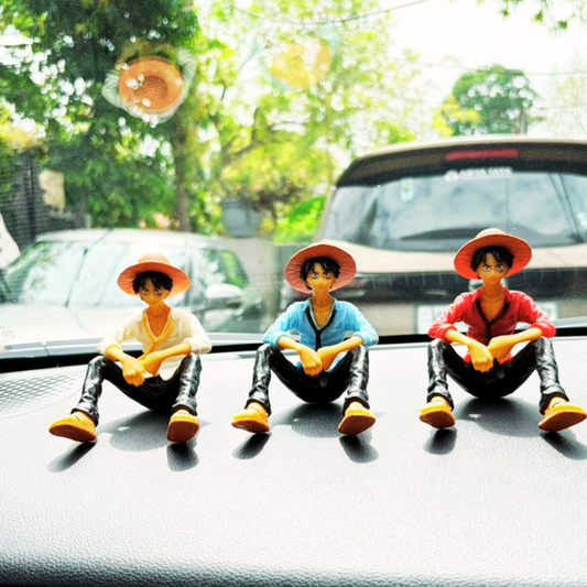 Drag-Auto Luffy Dashboard Figure | Anime Car Interior Decor Toy (Set of 3)