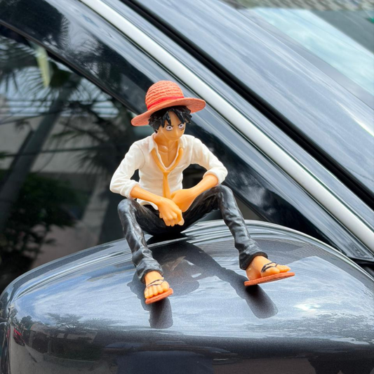 Drag-Auto Luffy Dashboard Figure | Anime Car Interior Decor Toy (White)