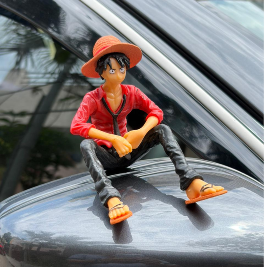 Drag-Auto Luffy Dashboard Figure | Anime Car Interior Decor Toy (Red)