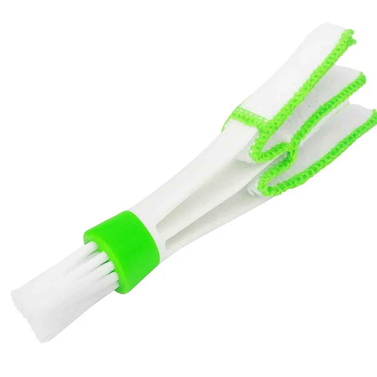 Drag-Auto Car AC Vent Cleaning Brush, Dual-Sided Interior Detailing Tool, White & Green