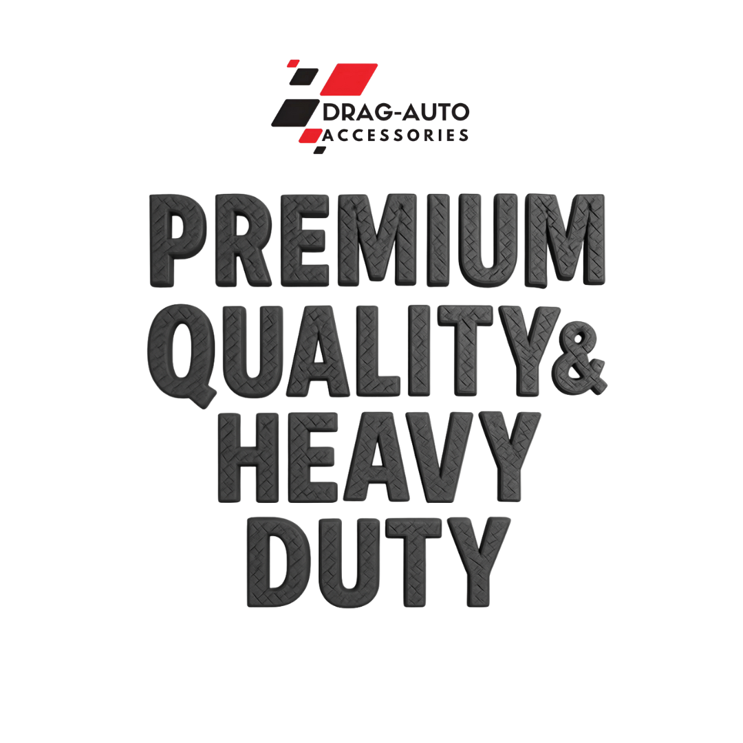 Drag Auto Accessories logo with text 'Premium Quality & Heavy Duty' on a white background