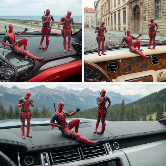 Drag-Auto Deadpool Figures Premium Car Dashboard Toy Set of 3
