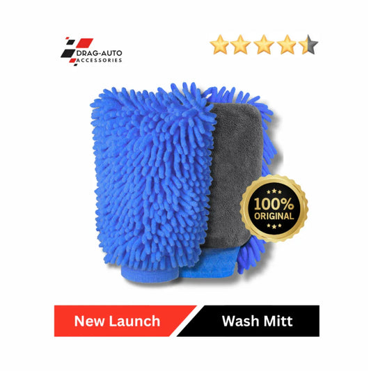 Drag-Auto Body and Glass Microfiber Car Wash Mitt (1700 GSM), Dual-Sided Cleaning Glove (1 Pc) - Drag-Auto Accessories