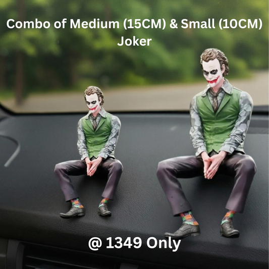Drag-Auto Joker Dashboard Figurine Combo | Medium(15CM) & Small(10CM) Set | Car Interior Decor (2 PCS)