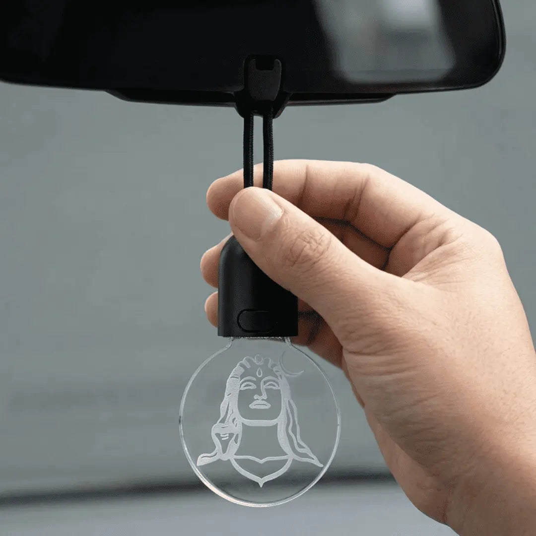 Hanging LED ADIYOGI Shiva Light – hanging on rear view mirror