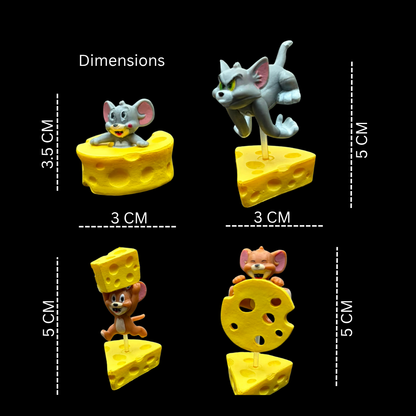 Drag-Auto Tom & Jerry Cheese Chasing Dashboard Figurines (Small) – Set of 4