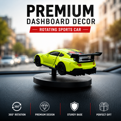 Drag-Auto 360° Rotating Dashboard Car Figurine: Neon Green