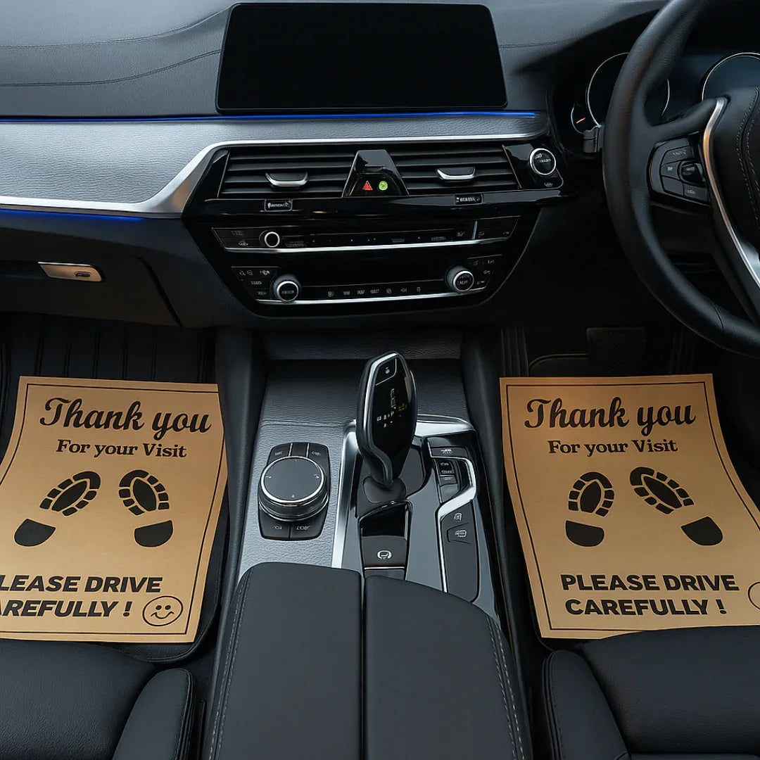 Drag-Auto Eco-Friendly Car Paper Mats for Car Wash & Service Centres, Large Size, 90 GSM Brown, For All Cars - Pack of 500 - Drag-Auto Accessories