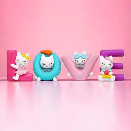 LOVE Animated Cat Dashboard Showpiece