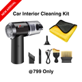 Drag-Auto Interior Cleaning Kit – Cordless Vacuum Cleaner + 500 GSM Microfiber Cloth(40x40) + Detailing Brush Set (Complete Car Cleaning System)