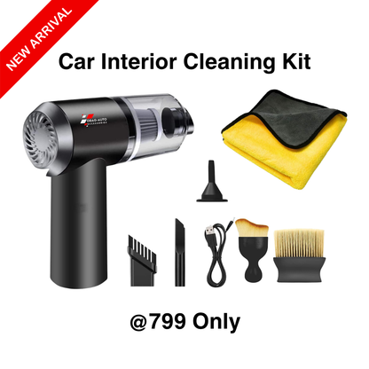 Drag-Auto Interior Cleaning Kit – Cordless Vacuum Cleaner + 500 GSM Microfiber Cloth(40x40) + Detailing Brush Set (Complete Car Cleaning System)