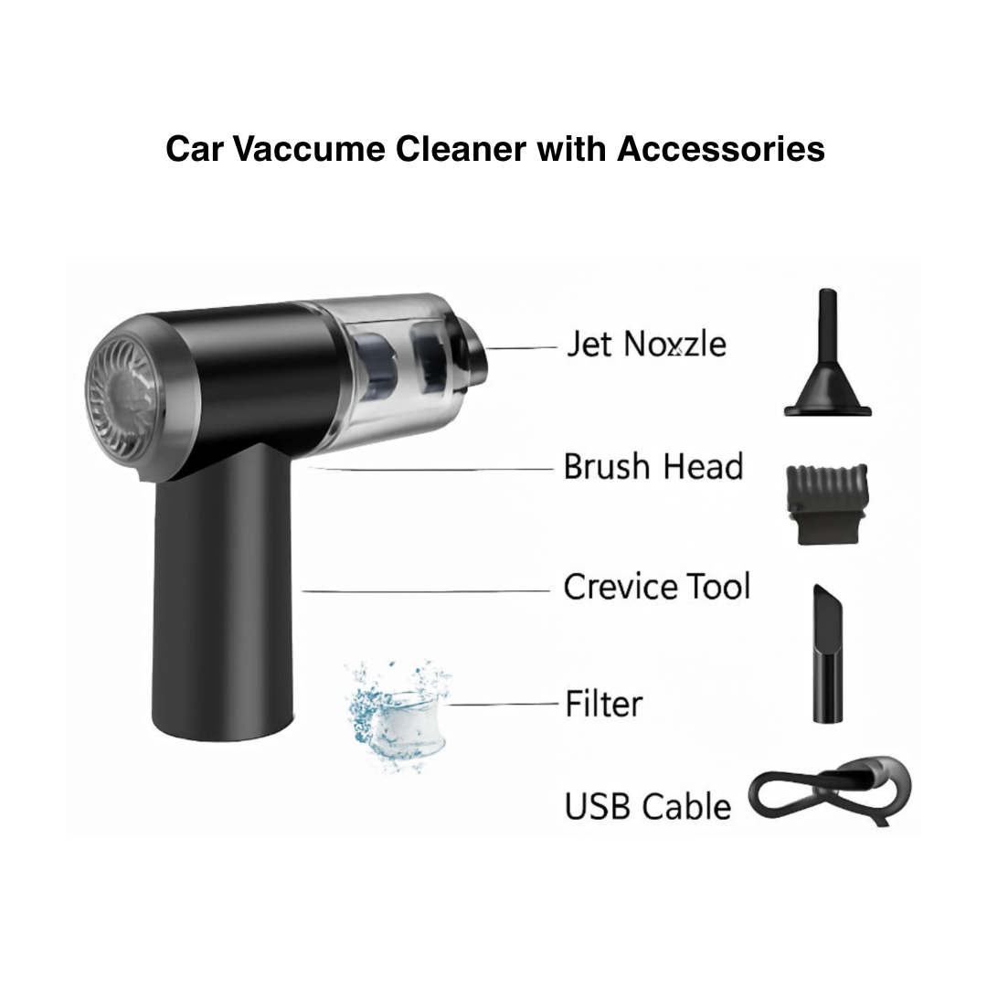 Drag-Auto Interior Cleaning Kit – Cordless Vacuum Cleaner + 500 GSM Microfiber Cloth(40x40) + Detailing Brush Set (Complete Car Cleaning System)