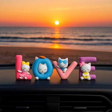 LOVE Animated Cat Dashboard Showpiece