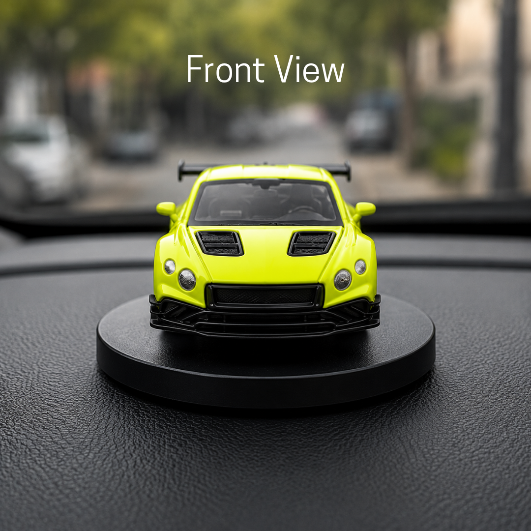 Drag-Auto 360° Rotating Dashboard Car Figurine: Neon Green