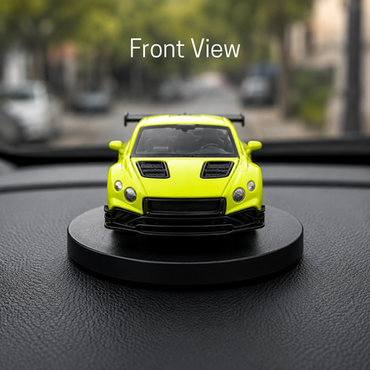 Drag-Auto 360° Rotating Dashboard Car Figurine: Neon Green