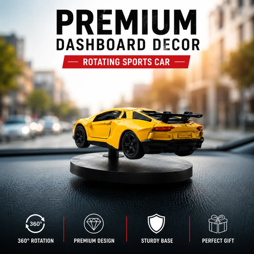 Drag-Auto 360° Rotating Dashboard Car Figurine: Yellow