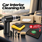 Interior Cleaning Kit + Beige Tissue Holder Combo + Free Green Dashboard Mat