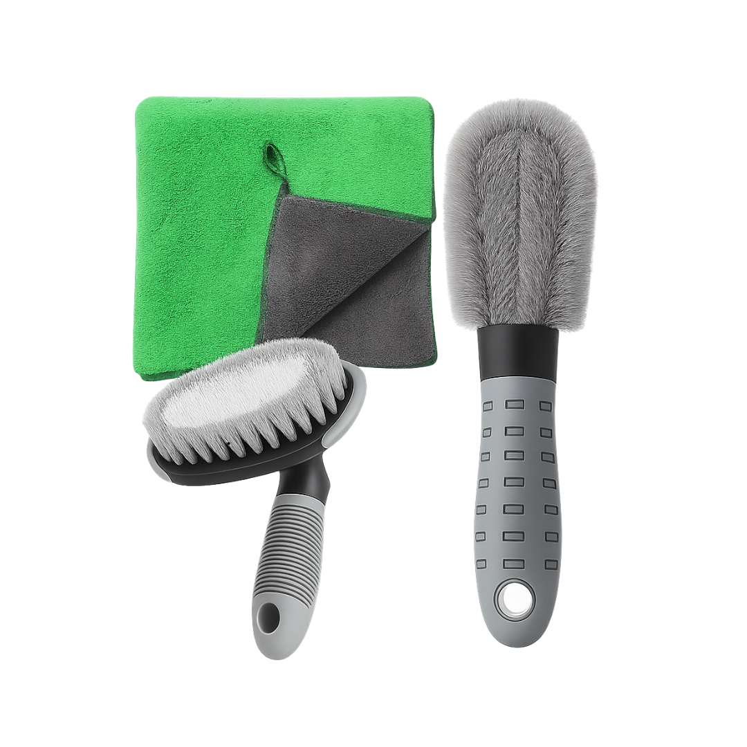 DragAuto Complete Car Cleaning Kit, Tyre Brush, Alloy Brush, 800 GSM Microfiber Towel