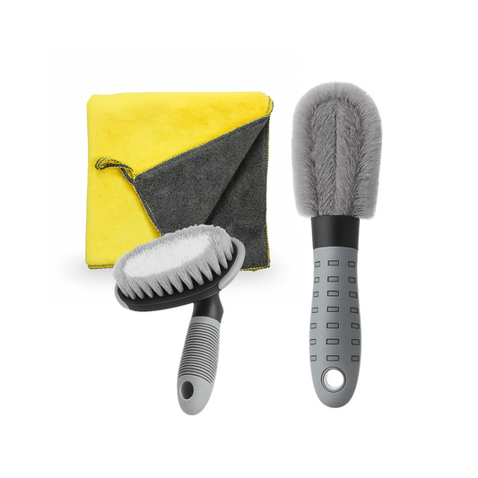 DragAuto Complete Car Cleaning Kit, Tyre Brush, Alloy Brush, 800 GSM Microfiber Towel