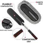 Drag-Auto Extendable Microfiber Car Duster, Soft & Wide Cleaning Brush, Grey & Black With Interior cleaning Brush - Drag-Auto Accessories