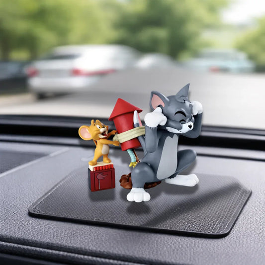 Drag-Auto Tom & Jerry Rocket Figurine : Funny Car Dashboard Decoration - Drag-Auto Accessories