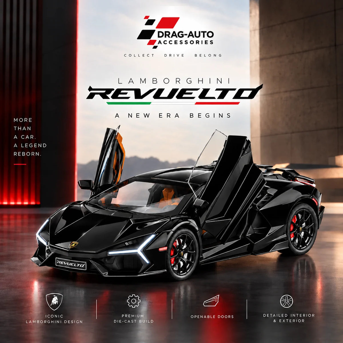 Drag-Auto Lamborghini Revuelto 1:24 Die-Cast Collectible