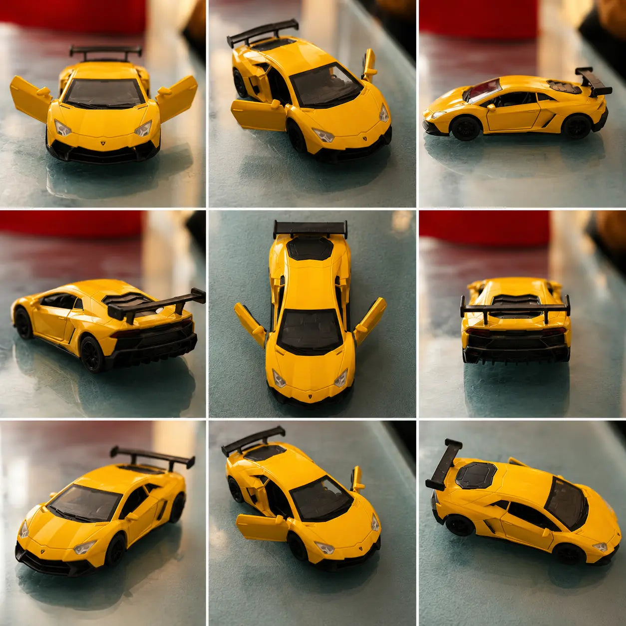 Drag-Auto 360° Rotating Dashboard Car Figurine: Yellow