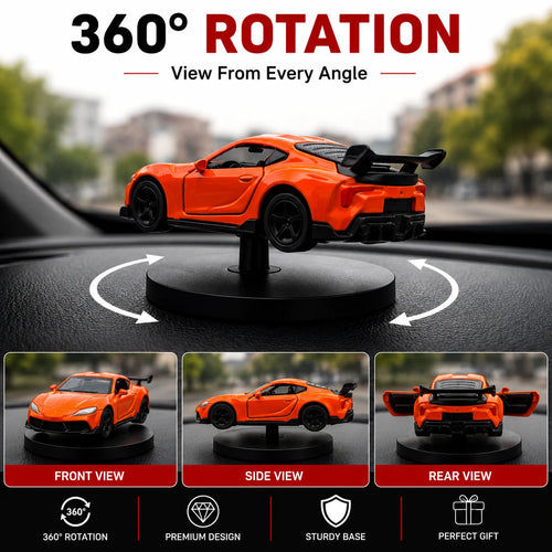Drag-Auto 360° Rotating Dashboard Car Figurine: Matt Orange