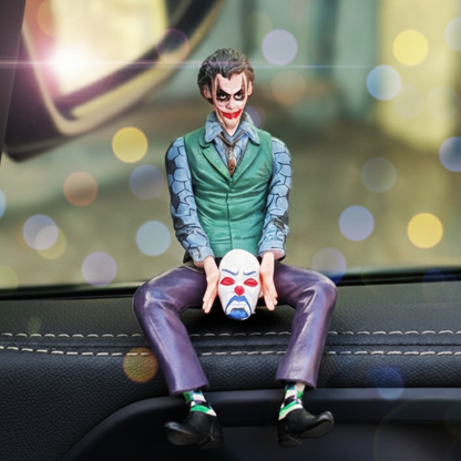 Drag-Auto Joker Action Figure with Mask | 10 cm (Small) Sitting Statue | Dashboard & Home Decor