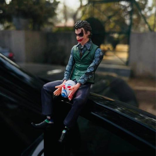 Drag-Auto Joker Action Figure with Mask | 10 cm (Small) Sitting Statue | Dashboard & Home Decor - Drag-Auto Accessories