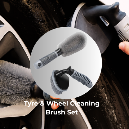 Drag-Auto Tyre and Alloy Brush Combo Set (2 Pcs), Heavy-Duty and Soft Brushes