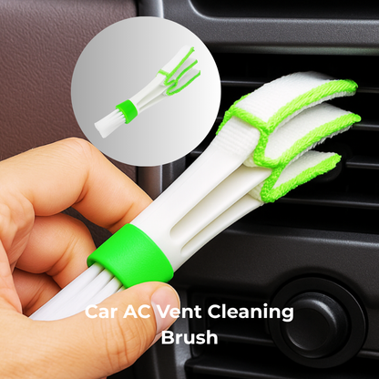 Drag-Auto Car AC Vent Cleaning Brush, Dual-Sided Interior Detailing Tool, White & Green