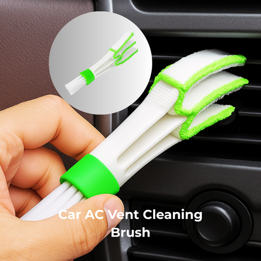 Drag-Auto Car AC Vent Cleaning Brush, Dual-Sided Interior Detailing Tool, White & Green