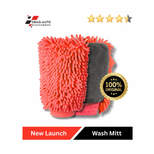 Drag-Auto Body and Glass Microfiber Car Wash Mitt (1700 GSM), Dual-Sided Cleaning Glove (1 Pc) - Drag-Auto Accessories