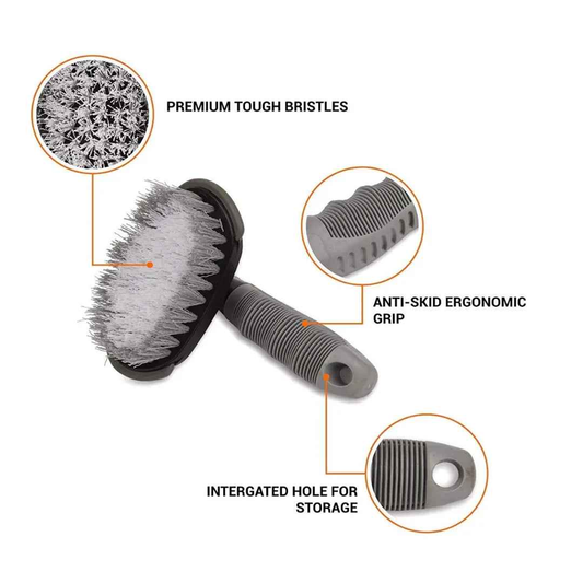 Drag-Auto Super Saver Detailing Combo Kit (4 Pcs): 500 GSM Microfiber Cloth & 3 Premium Brushes