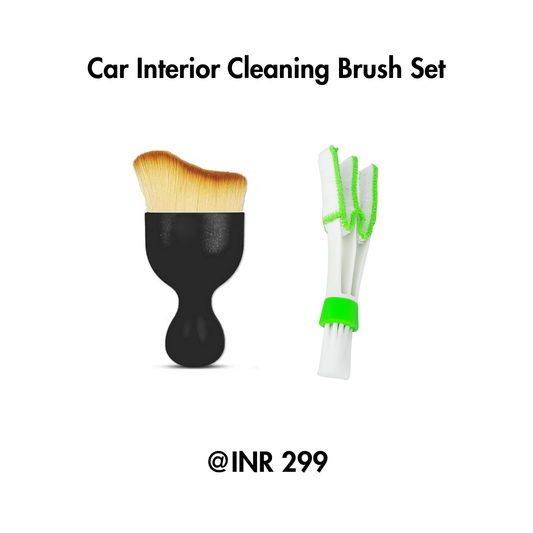 Car interior cleaning brush set with black and white brushes on a white background