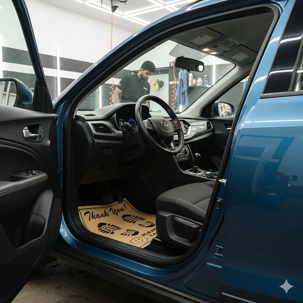 Drag-Auto Eco-Friendly Car Paper Mats for Car Wash & Service Centres, Large Size, 90 GSM Brown, For All Cars - Pack of 500 - Drag-Auto Accessories