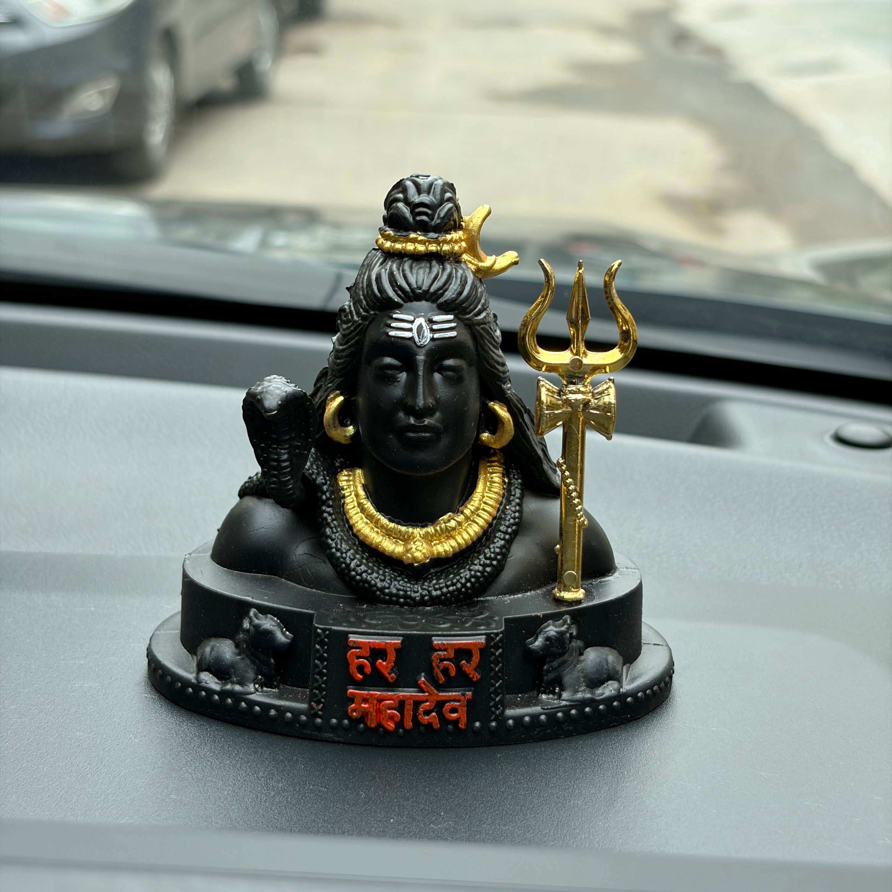 Adiyogi Shiva Statue with Trishul | Black Color | Meditation Idol for Home, Office, Gift, Car Dashboard, Yoga Decor