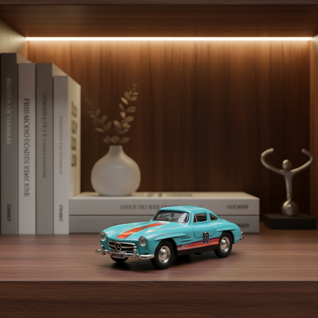 Blue Gullwing bookshelf placement