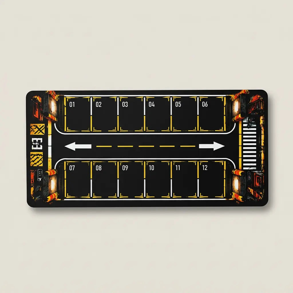 DragAuto Underground Garage Desk Mat | Extended Mouse Pad | 11 x 23 in with hand stitched border