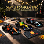 DragAuto Formula Car Pack of 3 + FREE Yellow Anti-Slip Dashboard Mat