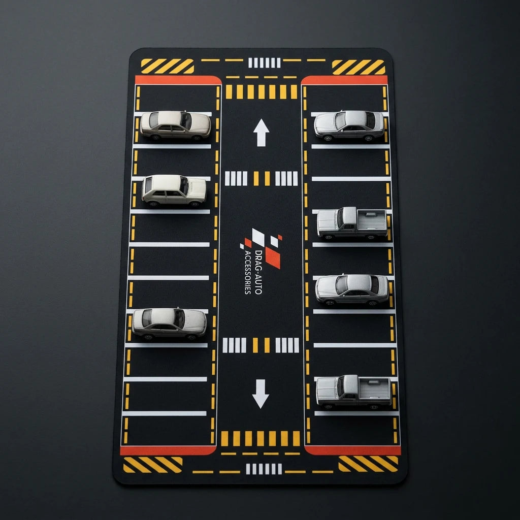 DragAuto Parking Lot Desk Mat | Extended Mouse Pad | 11 x 23 in with hand stitched border