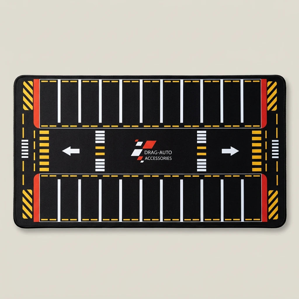 DragAuto Parking Lot Desk Mat | Extended Mouse Pad | 11 x 23 in with hand stitched border