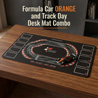 Formula Car ORANGE and Track Day Desk Mat Combo | 1:43 Die Cast