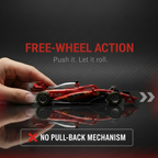 Free-wheel car with no pull-back mechanism callout