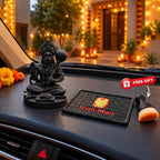 DragAuto Sitting Hanuman Idol + Yellow Dashboard Mat Combo + Free Small Golden Brush