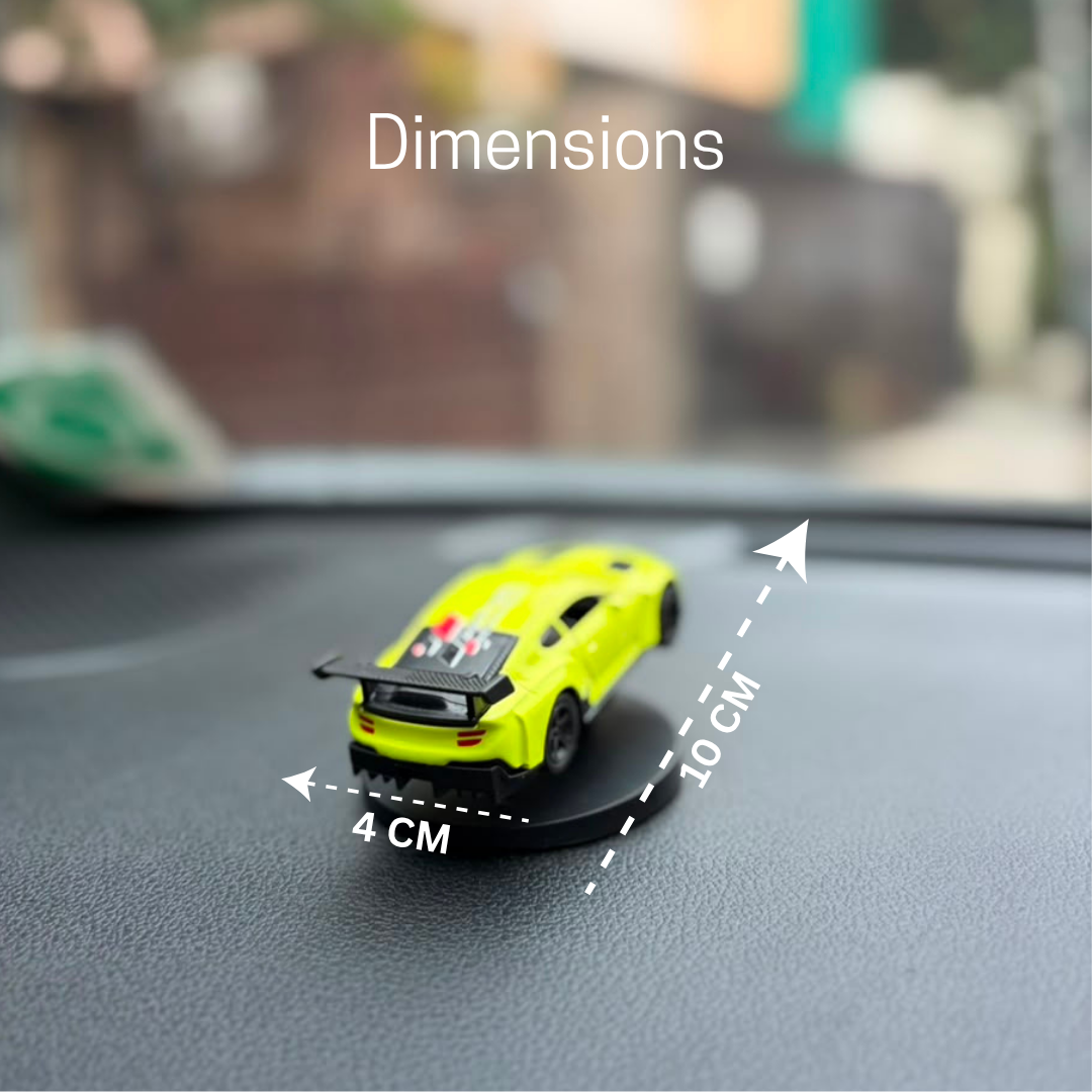 Drag-Auto 360° Rotating Dashboard Car Figurine: Neon Green