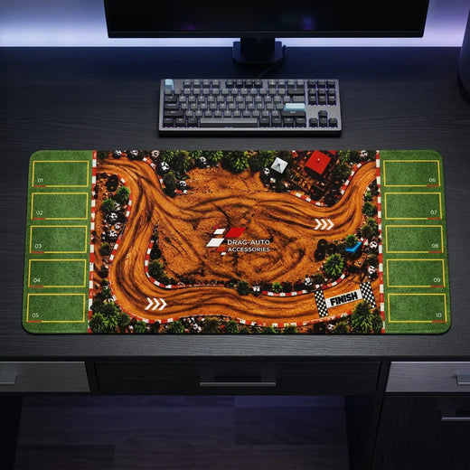 DragAuto Off-road Rally Desk Mat | Extended Mouse Pad | 11 x 23 in with hand stitched border