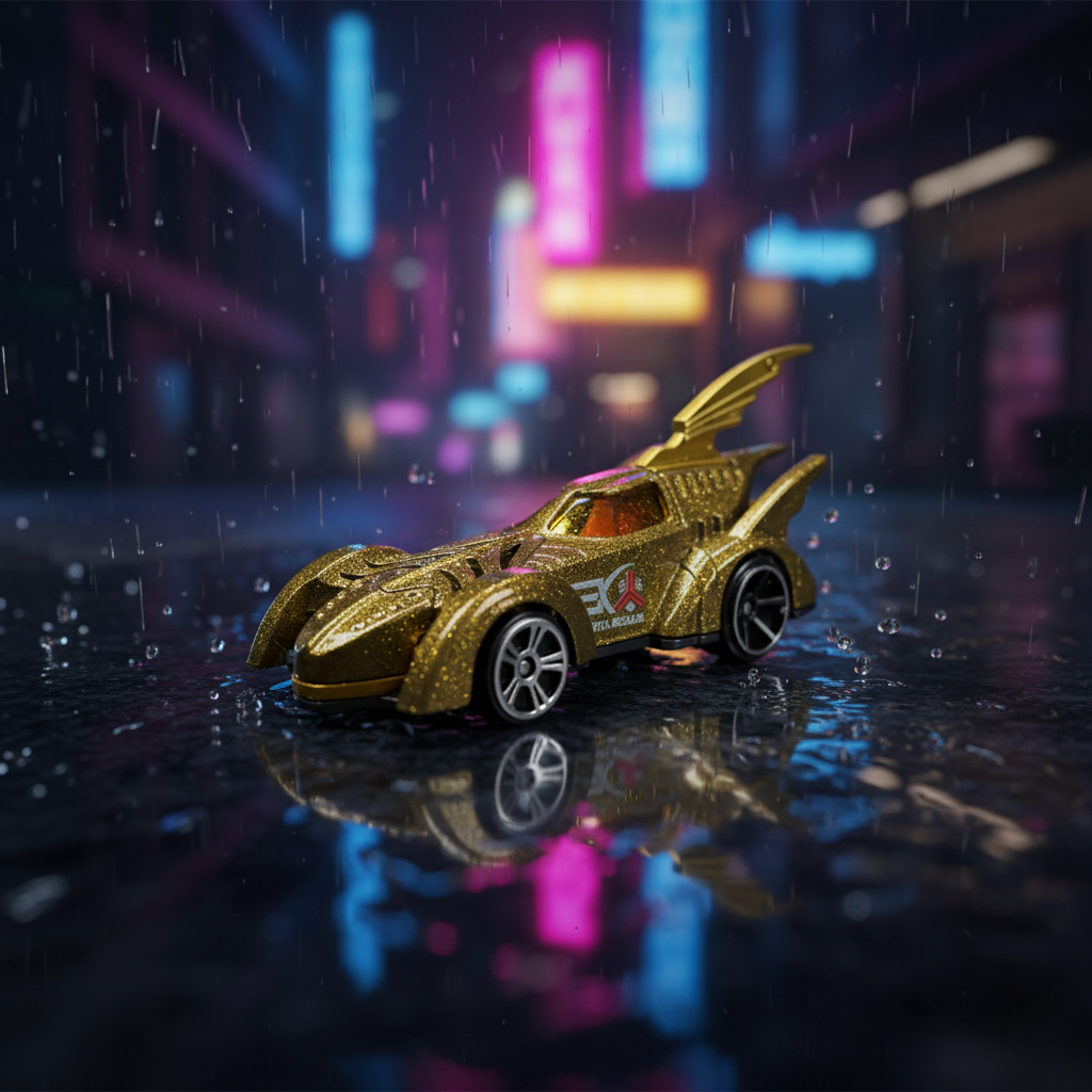 Rainy Night - Gold Winged Car