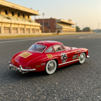 Red 300 SL model car on a 1950s race track